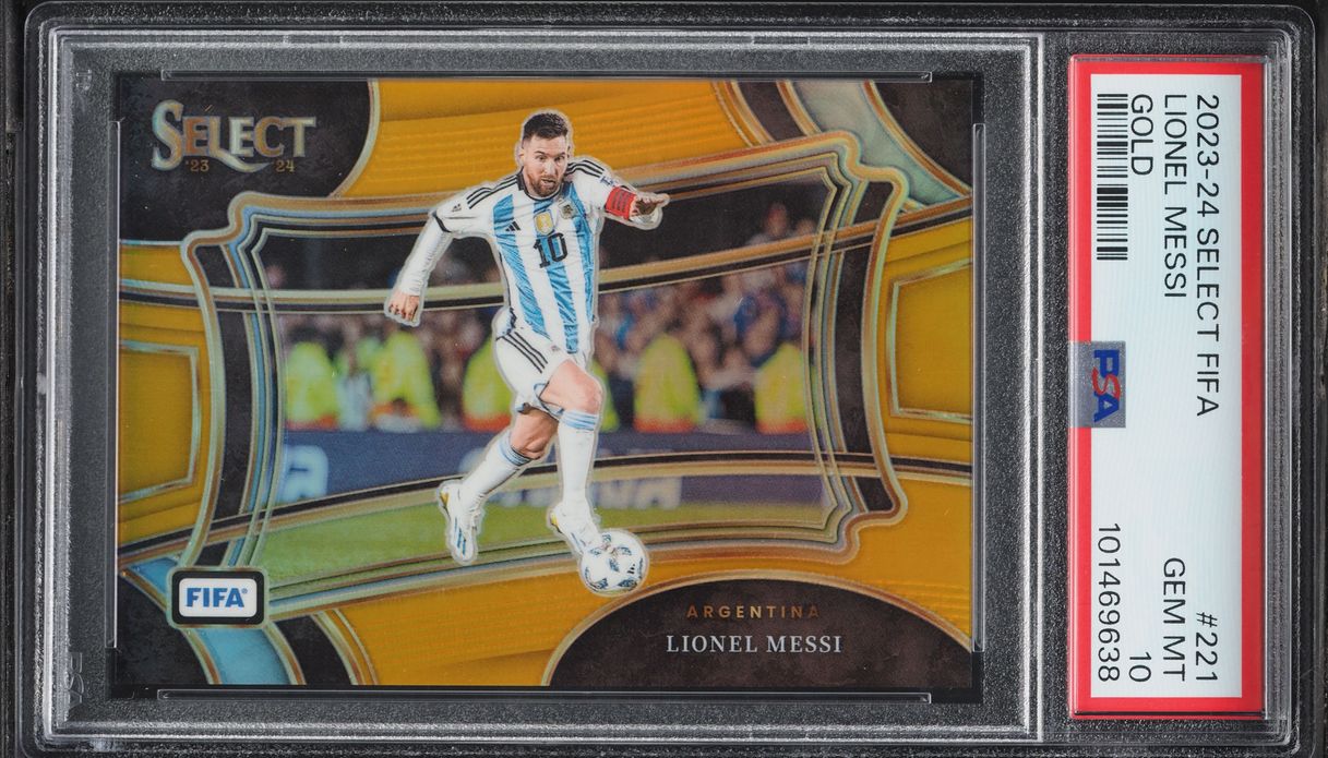 2023 Select FIFA Field Level Gold Prizm Lionel Messi /10 #221 PSA 10 GEM MINT