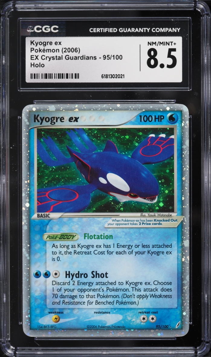 2006 Pokemon EX Crystal Guardians Holo Kyogre ex #95 CGC 8.5 NM-MT+