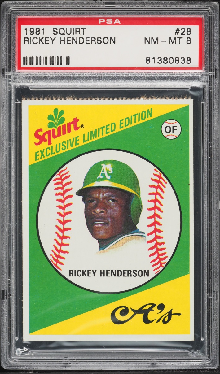 1981 Squirt Rickey Henderson #28 PSA 8 NM-MT