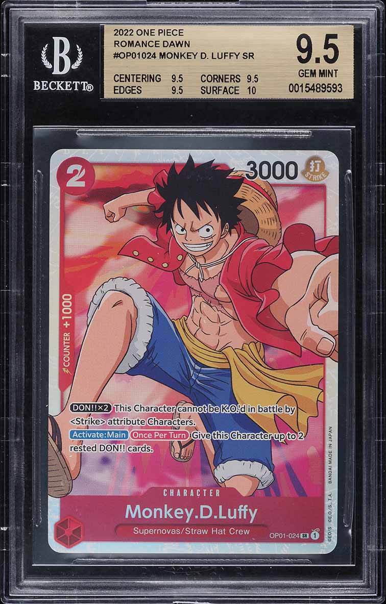 2022 One Piece Romance Dawn Monkey D. Luffy #OP01-024 BGS 9.5 GEM