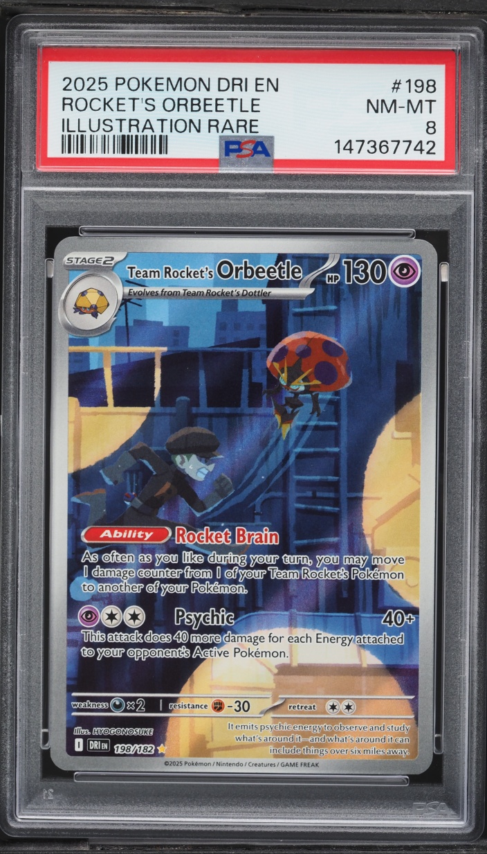 2025 Pokemon Scarlet & Violet Destined Rivals IR Rocket's Orbeetle #198 PSA 8 NM-MT