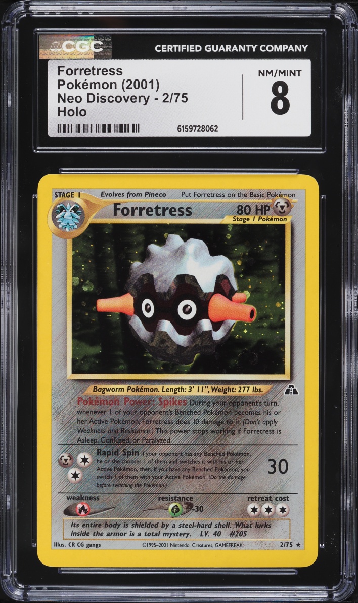 2001 Pokemon Neo Discovery Holo Forretress #2 CGC 8 NM-MT