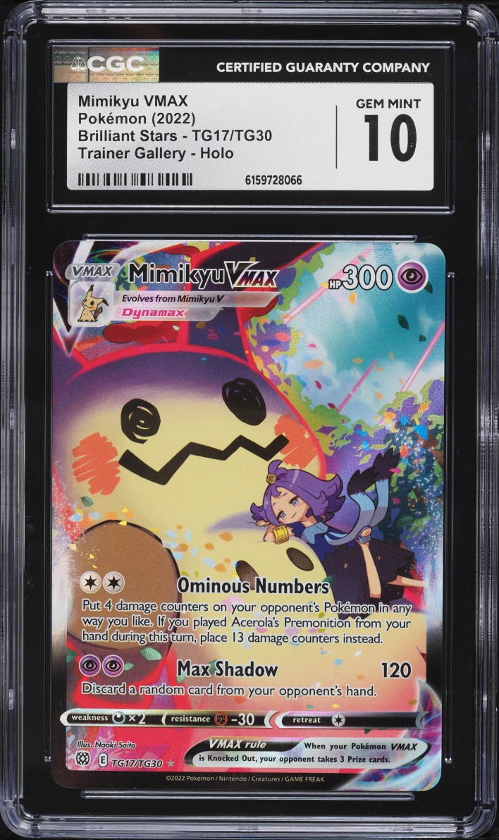 2022 Pokemon Sword & Shield Brilliant Stars CHR Mimikyu VMAX #TG17 CGC 10 GEM MINT