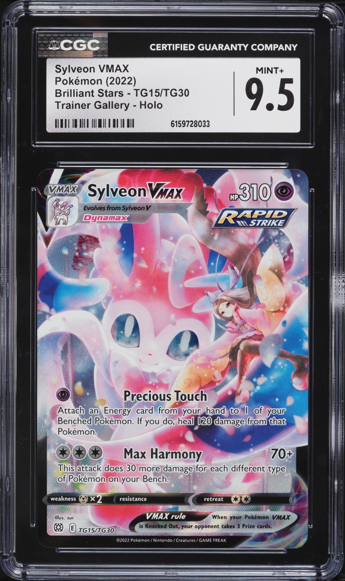2022 Pokemon Sword & Shield Brilliant Stars CHR Sylveon VMAX #TG15 CGC 9.5 MINT+