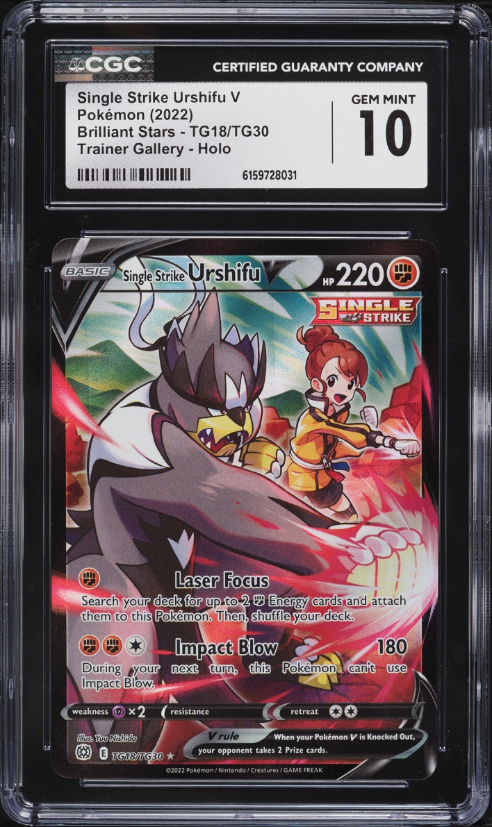 2022 Pokemon Sword & Shield Brilliant Stars CHR Single Strike Urshifu V #TG18 CGC 10 GEM MINT