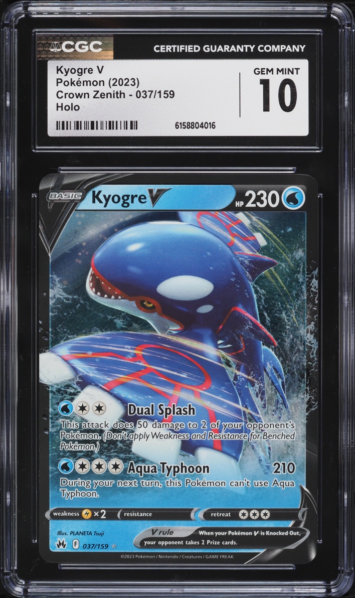 2023 Pokemon Sword & Shield Crown Zenith Holo Kyogre V #37 CGC 10 GEM MINT