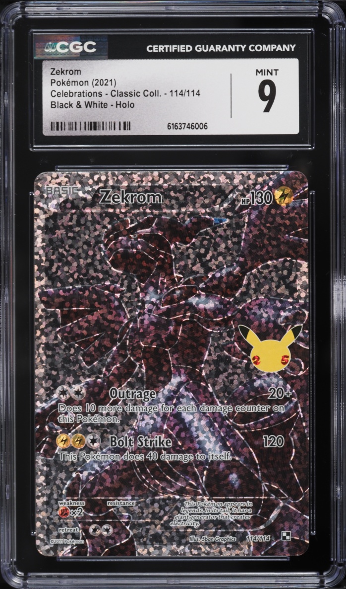 2021 Pokemon Sword & Shield Celebrations Classic Collection Full Art Zekrom #114 CGC 9 MINT