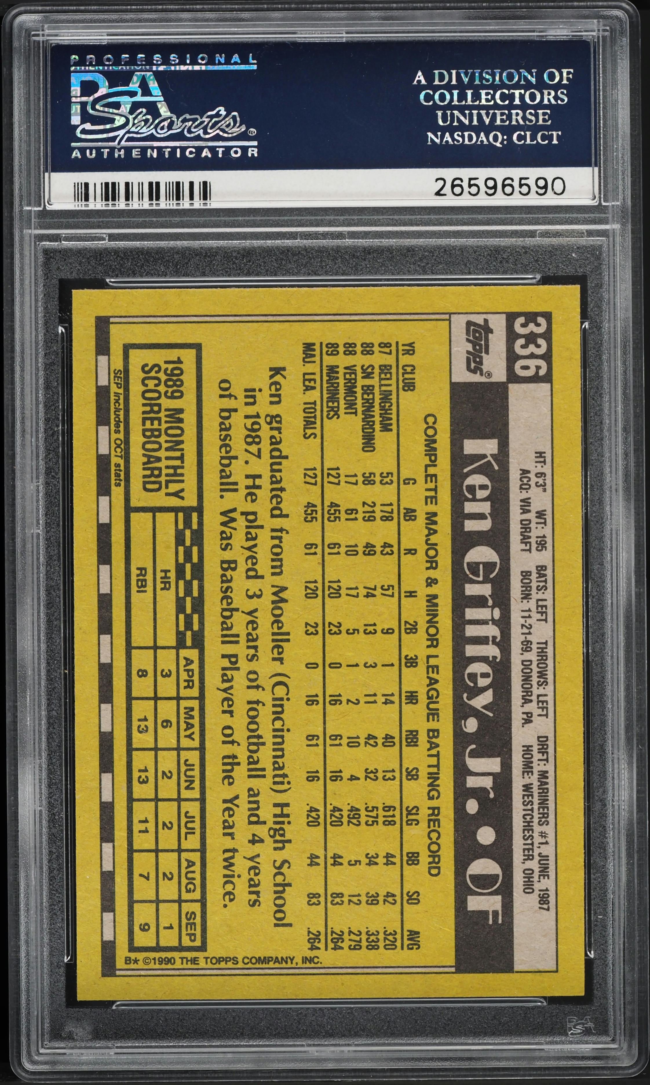 1990 Topps Ken Griffey Jr. #336 PSA 9 MINT