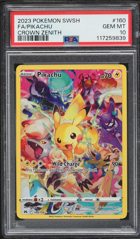 2023 Pokemon Sword & Shield Crown Zenith Full Art Pikachu #160 PSA