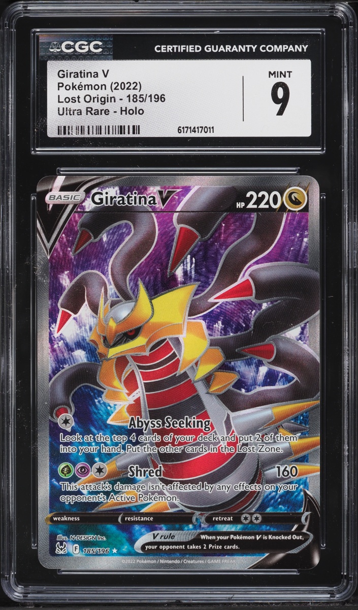 2022 Pokemon Sword & Shield Lost Origin Full Art Giratina V #185 CGC 9 MINT