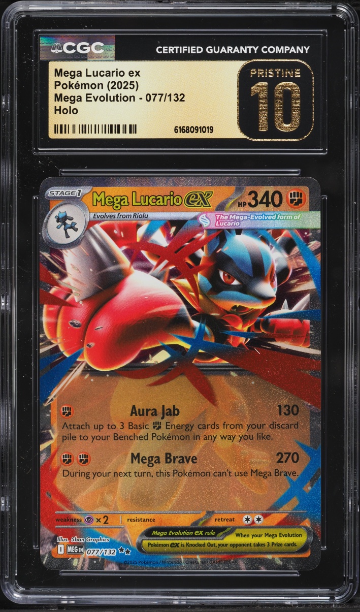 2025 Pokemon Mega Evolution Holo Mega Lucario ex #77 CGC 10 PRISTINE