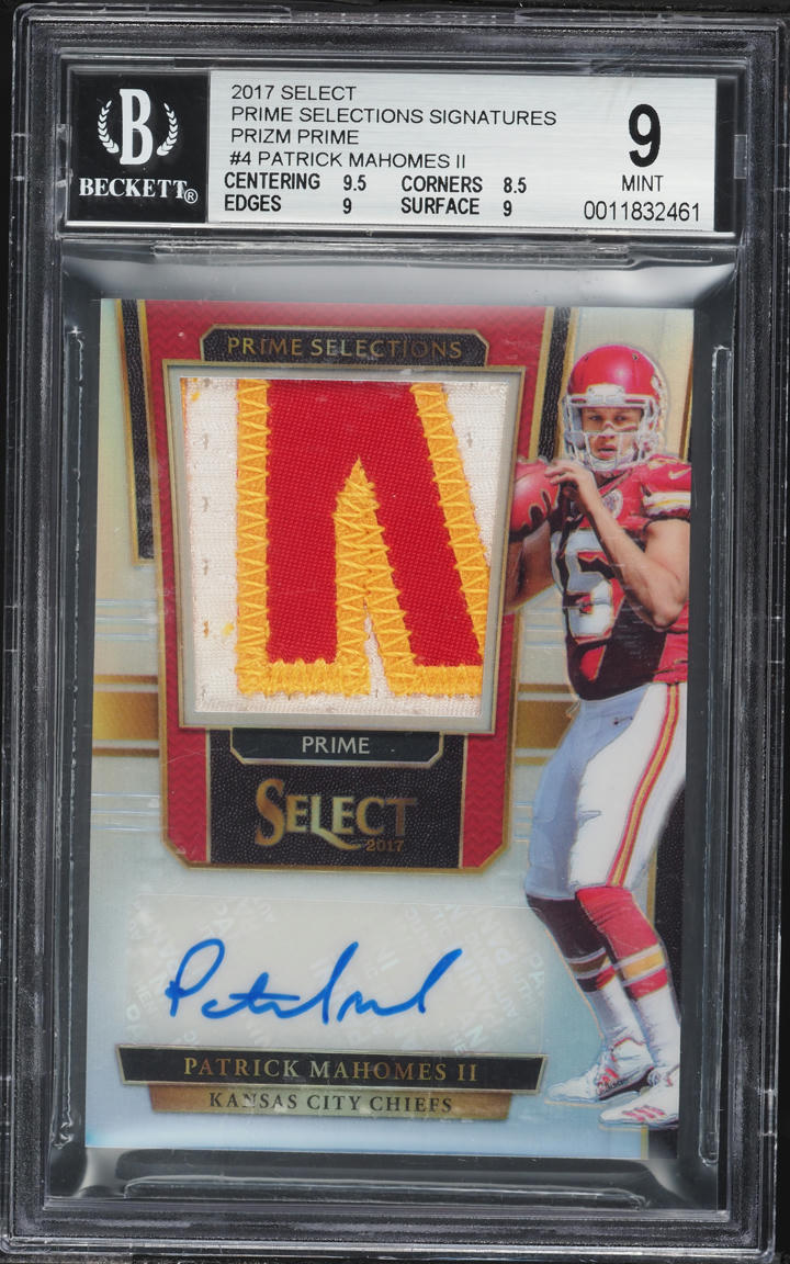 2017 Select Silver Prizm Patrick Mahomes II ROOKIE PATCH AUTO /49 #NP-PM BGS 9 MINT