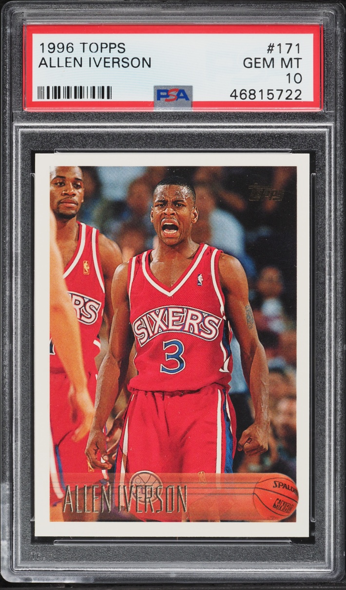 1996 Topps Basketball Allen Iverson ROOKIE #171 PSA 10 GEM MINT
