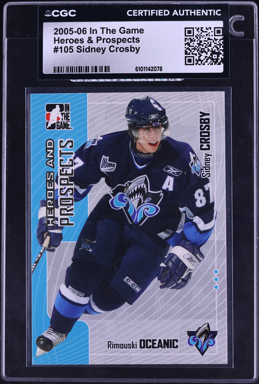 2005 In The Game Heroes And Prospects Sidney Crosby ROOKIE #105 CGC AUTH