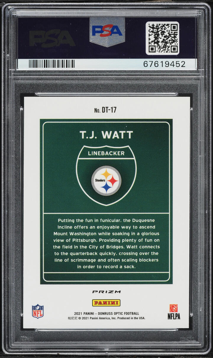 2021 Donruss Optic Downtown T.J. Watt #DT17 PSA 10 GEM MINT