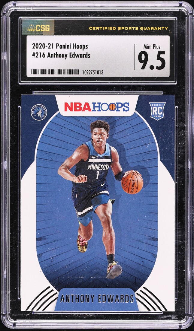 2020 Hoops Anthony Edwards ROOKIE #216 CSG 9.5 MINT+