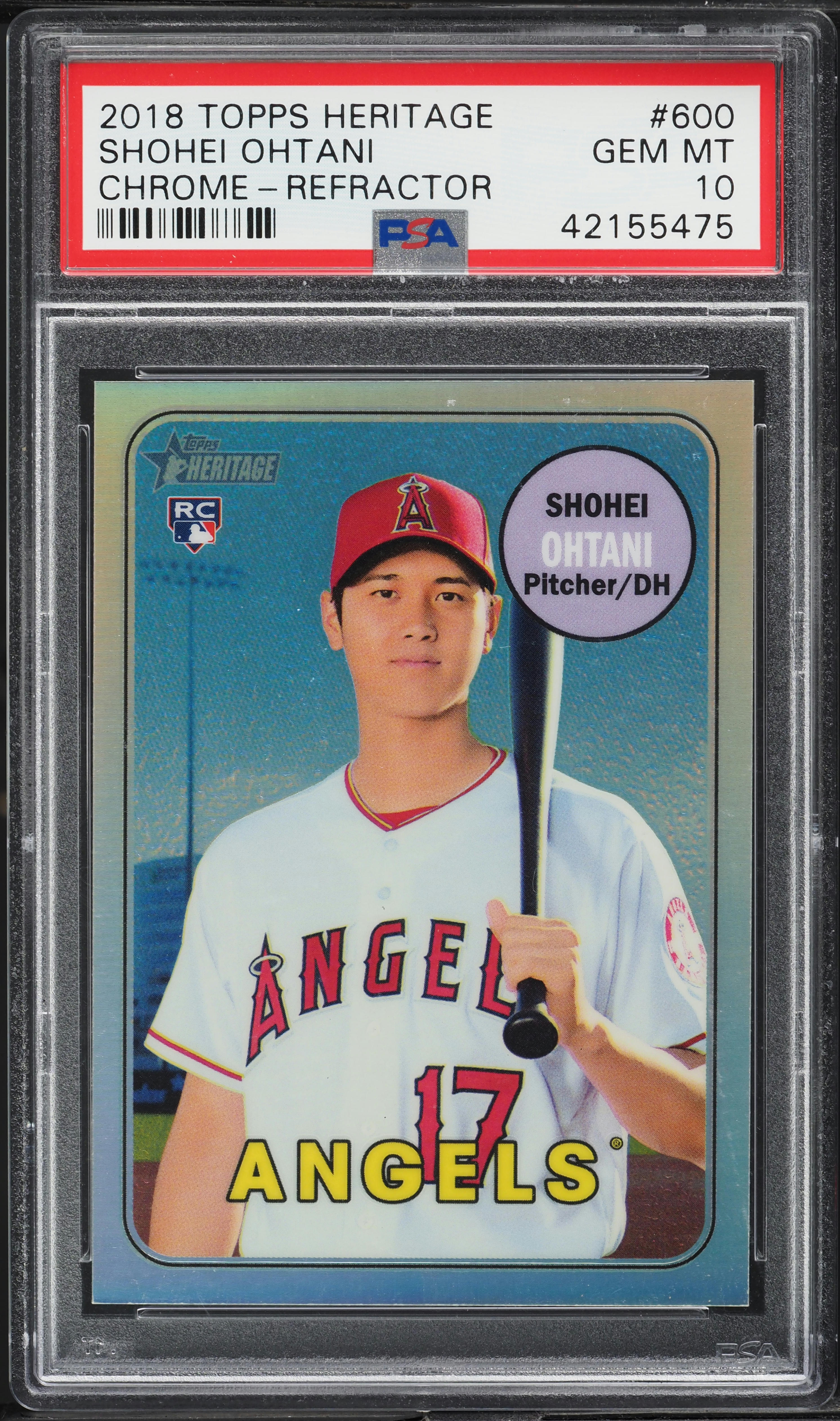 2018 Topps Ref Ohtani /569 RC PSA9 大谷 2018 Topps Heritage Chrome Refractor Shohei Ohtani ROOKIE