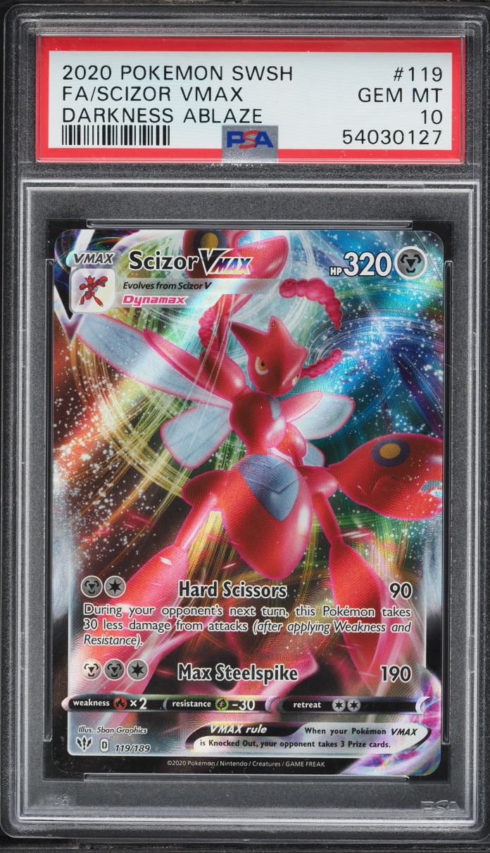 2020 Pokemon Sword & Shield Darkness Ablaze Full Art Scizor VMAX #119 PSA 10 GEM MINT