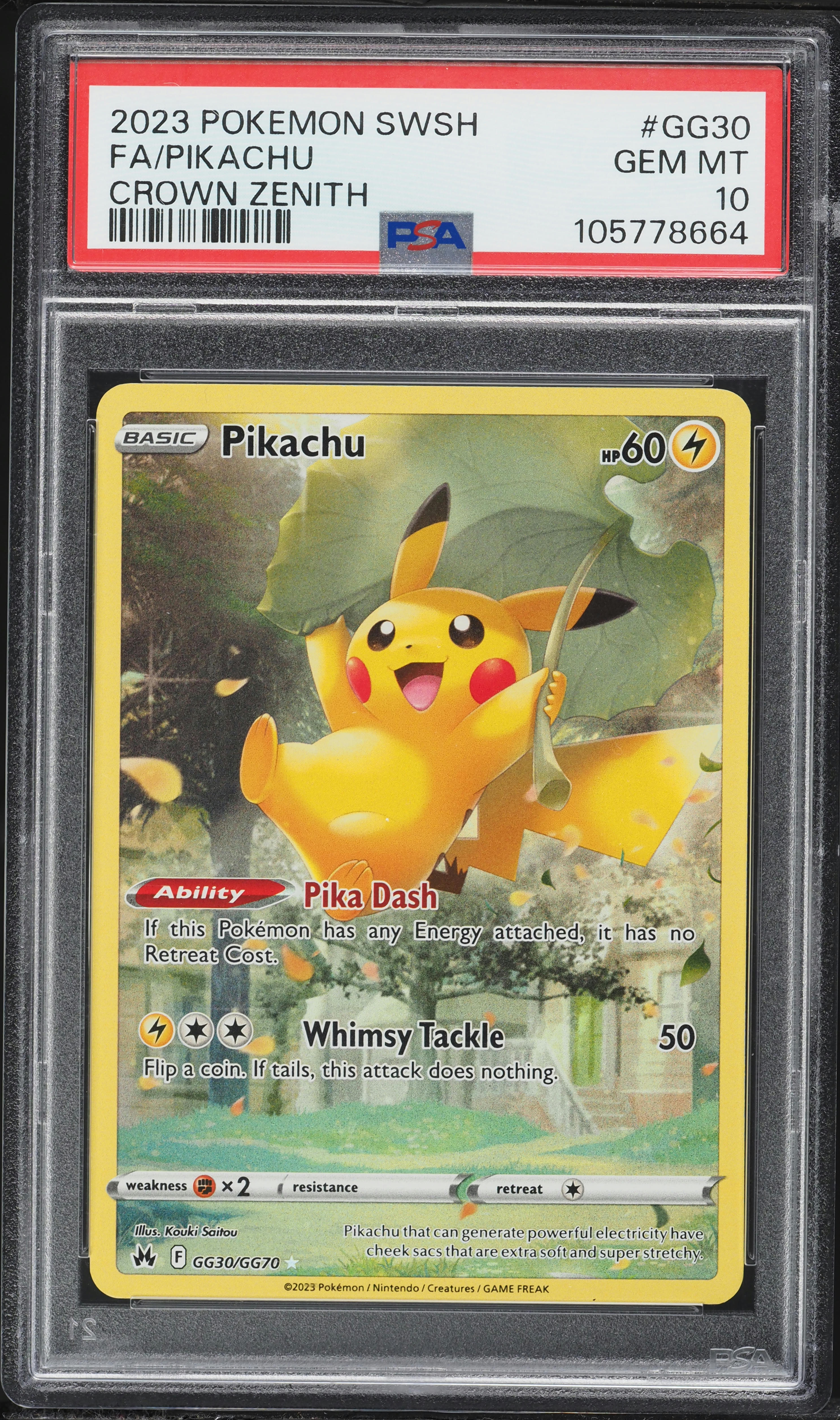 2023 Pokemon Sword & Shield Crown Zenith Alt Art Pikachu #GG30 PSA 10 GEM MINT