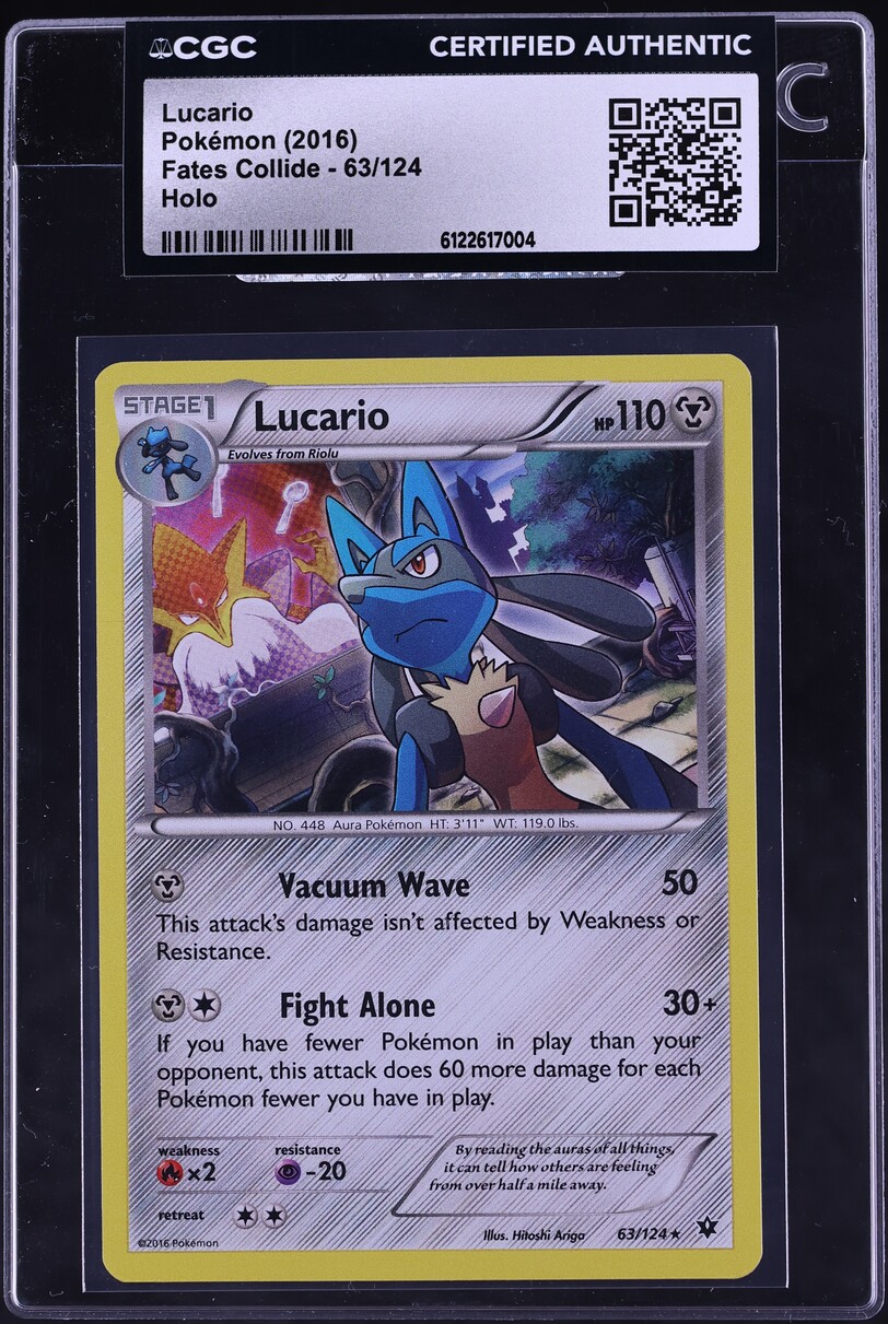 2016 Pokemon XY Fates Collide Holo Lucario #63 CGC AUTH