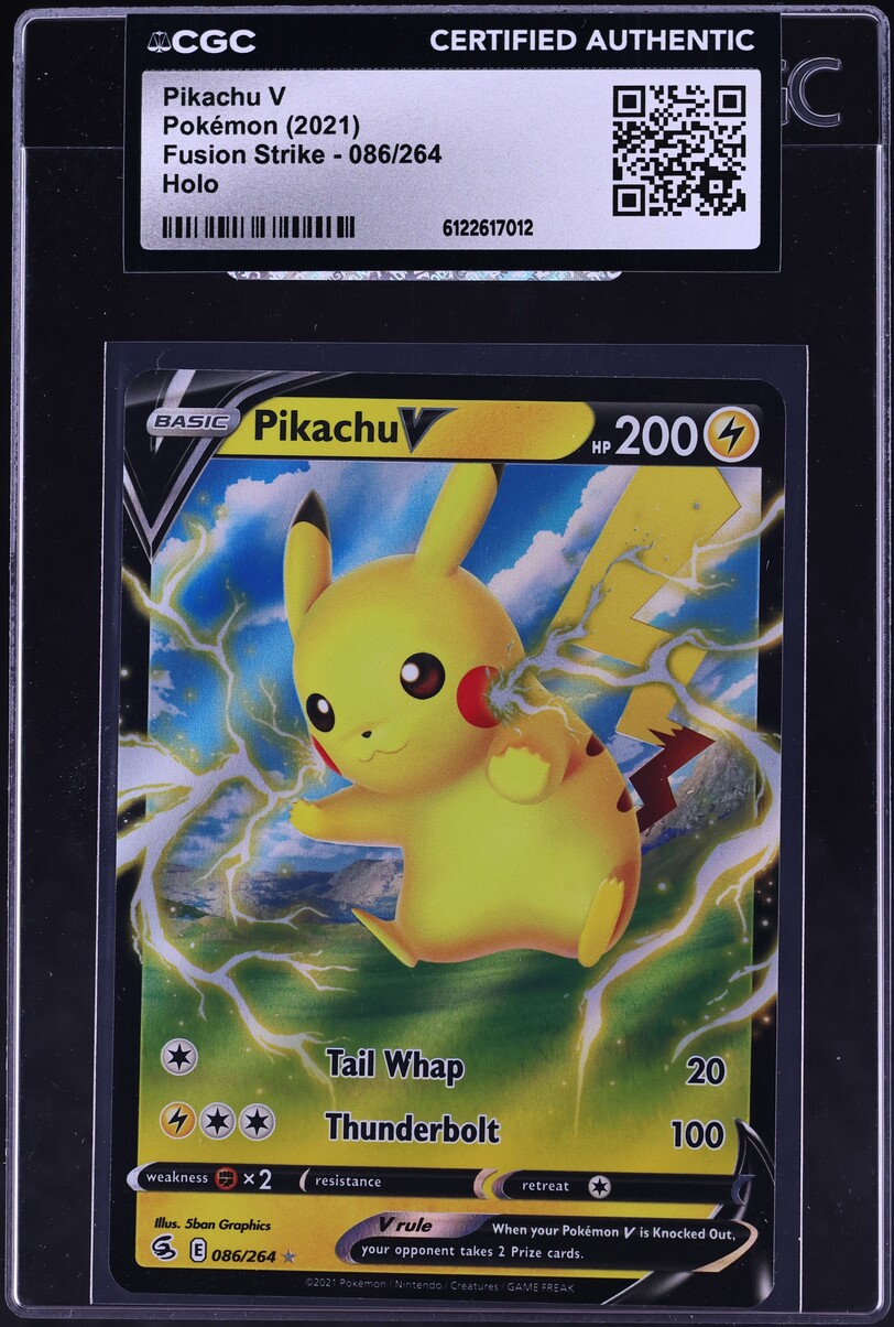 2021 Pokemon Sword & Shield Fusion Strike Holo Pikachu V #86 CGC AUTH