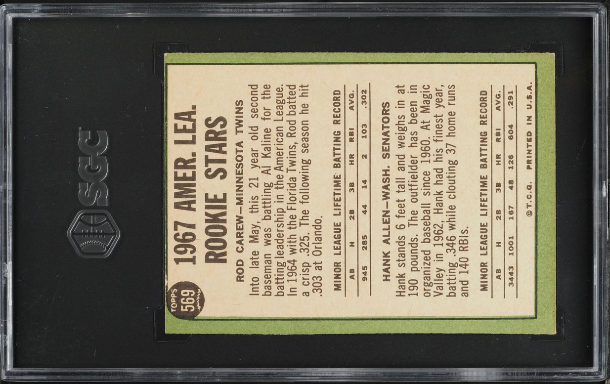 1967 Topps Rod Carew ROOKIE #569 SGC 5 EX