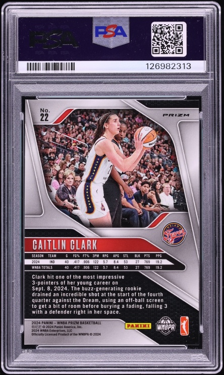 2024 Panini Prizm WNBA Silver Caitlin Clark ROOKIE #22 PSA 9 MINT
