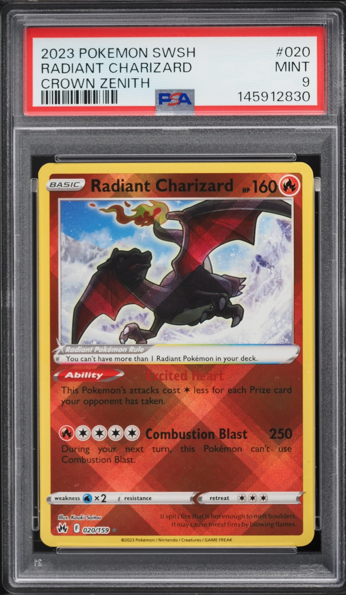 2023 Pokemon Sword & Shield Crown Zenith Holo Radiant Charizard #20 PSA 9 MINT
