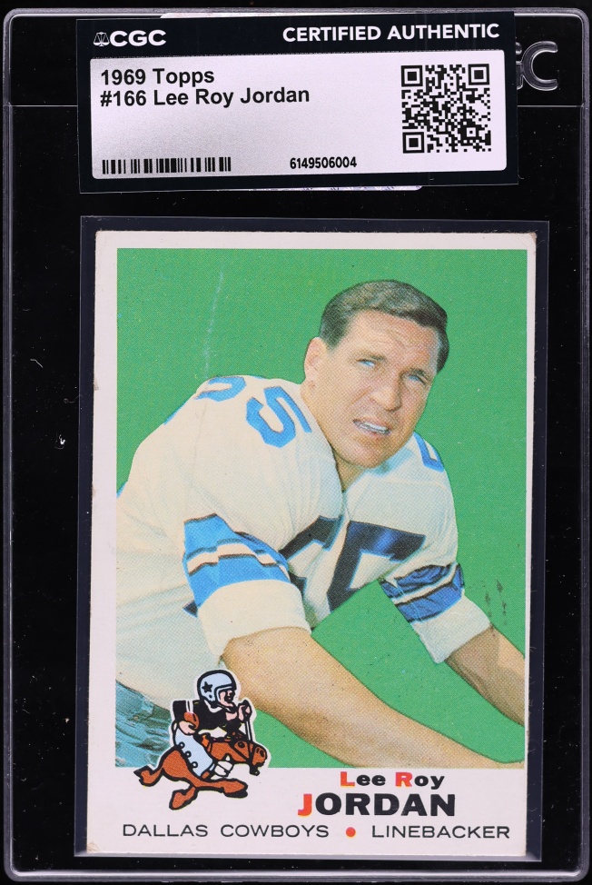 1969 Topps Football Lee Roy Jordan #166 CGC AUTH