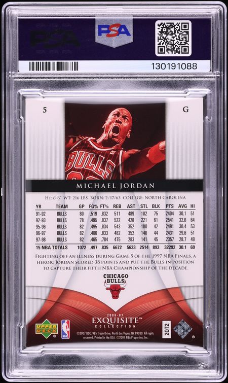 2006 Exquisite Collection Black Rainbow Michael Jordan 1/1 #5 PSA 6 EXMT