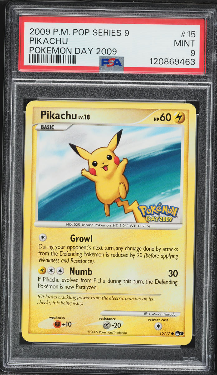 2009 Pokemon POP Series 9 Day '09 Pikachu #15 PSA 9 MINT