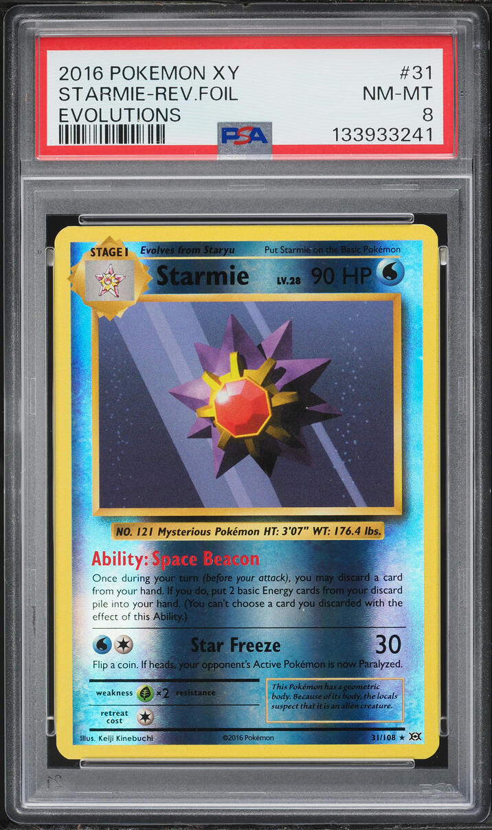 2016 Pokemon XY Evolutions Reverse Holo Starmie #31 PSA 8 NM-MT