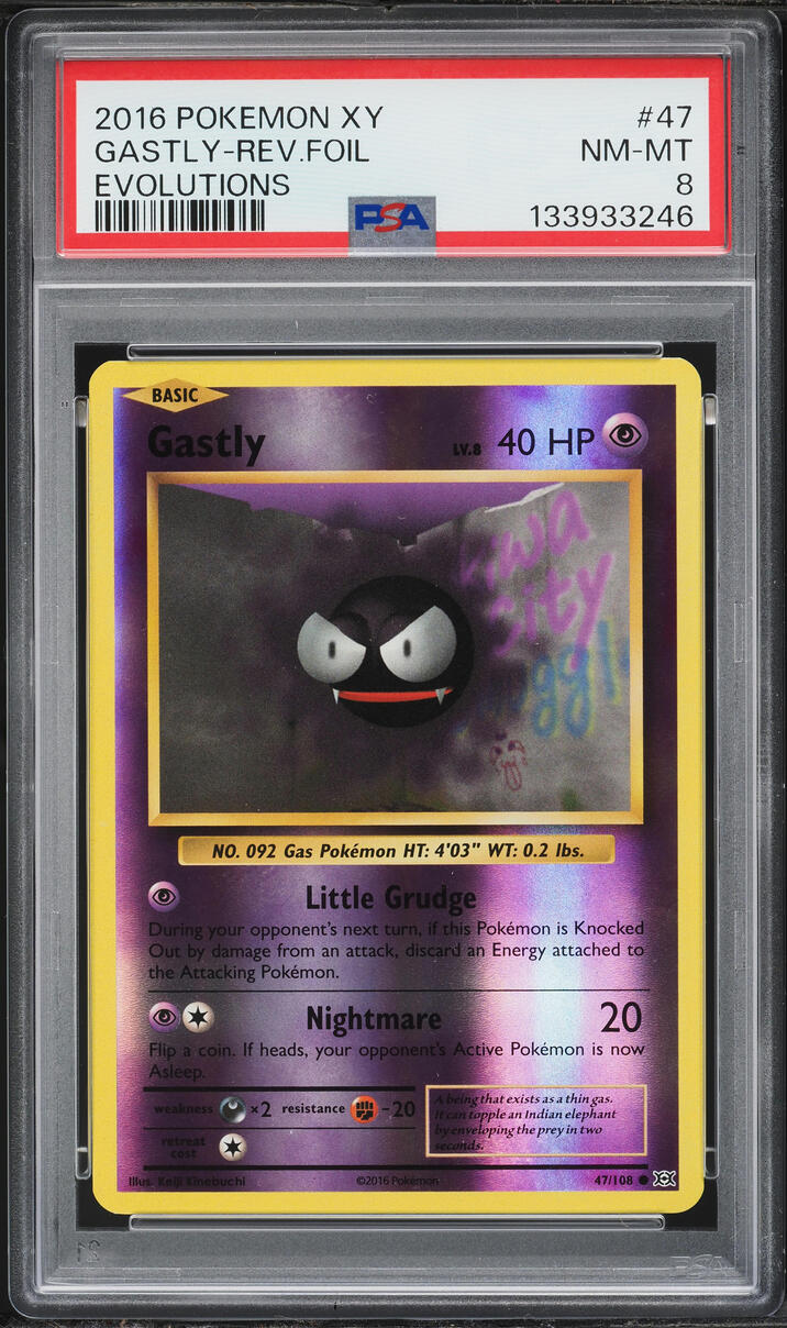 2016 Pokemon XY Evolutions Reverse Holo Gastly #47 PSA 8 NM-MT