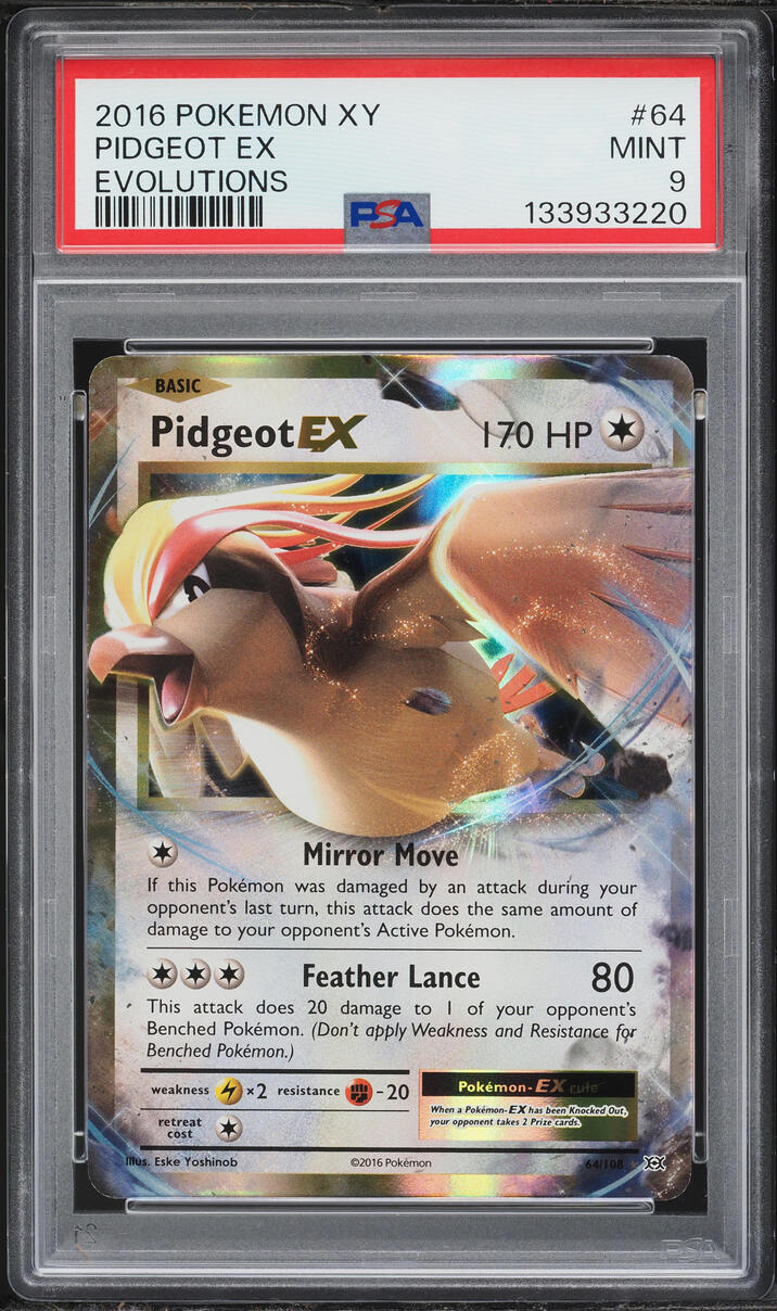 2016 Pokemon XY Evolutions Pidgeot EX #64 PSA 9 MINT