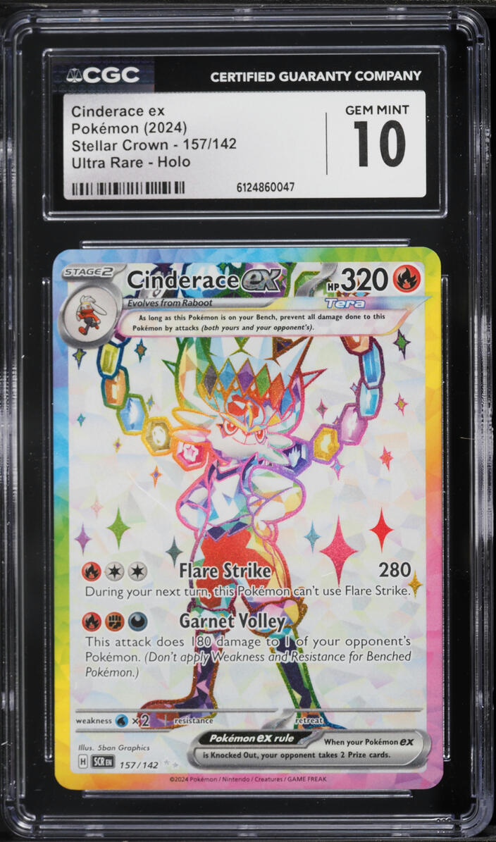 2024 Pokemon Scarlet & Violet Stellar Crown Full Art Cinderace ex #157 CGC 10 GEM MINT