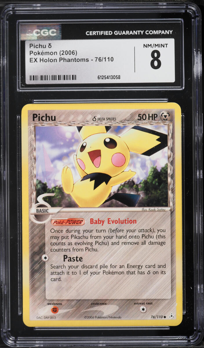 2006 Pokemon EX Holon Phantoms Pichu #76 CGC 8 NM-MT