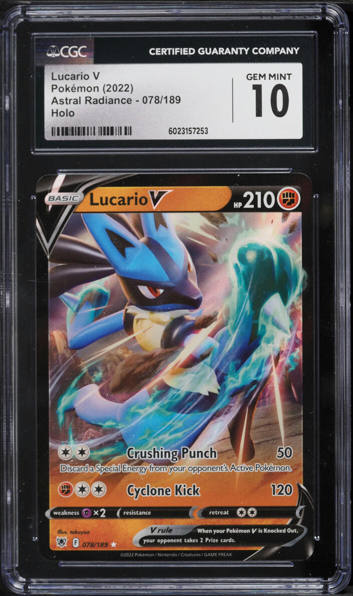 2022 Pokemon Sword & Shield Astral Radiance Holo Lucario V #78 CGC 10 GEM MINT