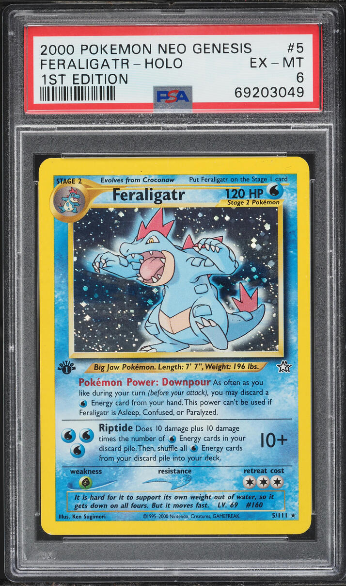 2000 Pokemon Neo Genesis 1st Edition Holo Feraligatr #5 PSA 6 EXMT