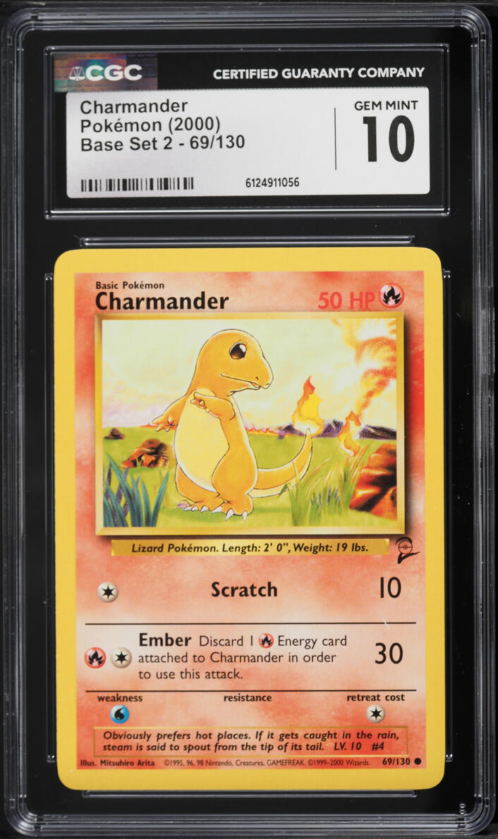 2000 Pokemon Base Set 2 Charmander #69 CGC 10 GEM MINT