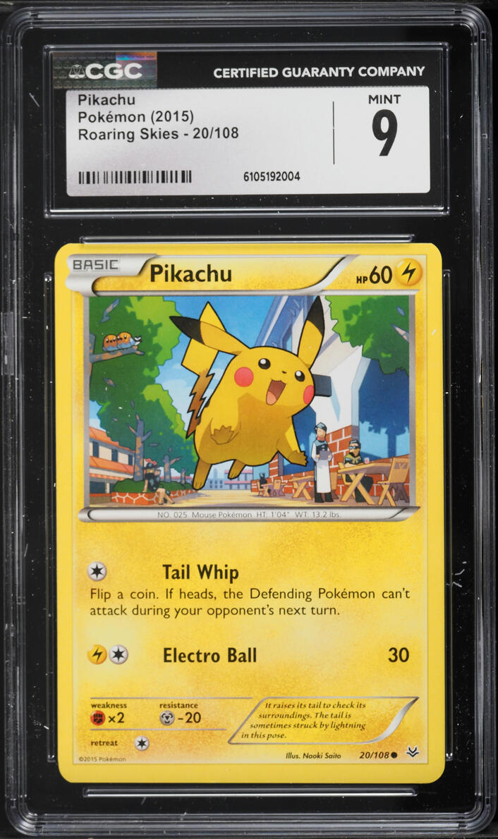 2015 Pokemon XY Roaring Skies Pikachu #20 CGC 9 MINT