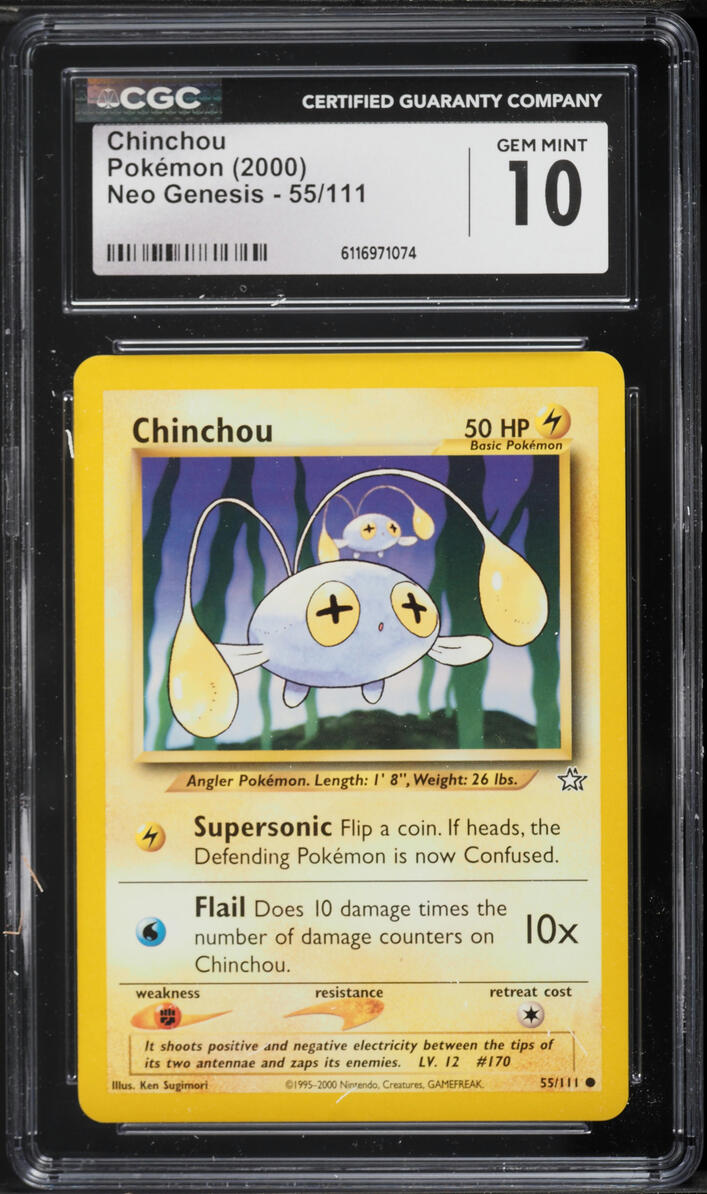 2000 Pokemon Neo Genesis Chinchou #55 CGC 10 GEM MINT