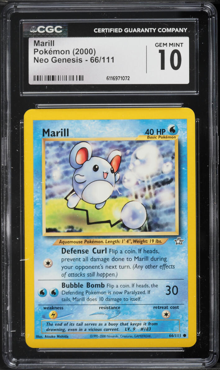 2000 Pokemon Neo Genesis Marill #66 CGC 10 GEM MINT