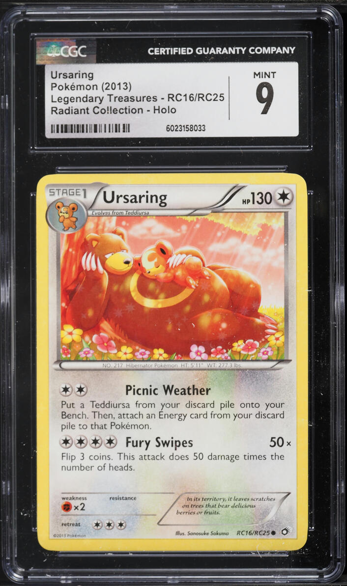 2013 Pokemon Black & White Legendary Treasures Radiant Collection Holo Ursaring #RC16 CGC 9