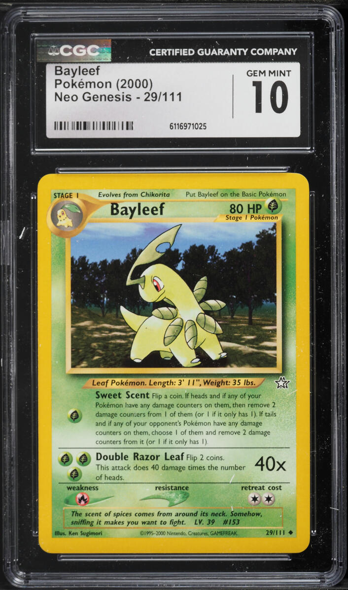 2000 Pokemon Neo Genesis Bayleef #29 CGC 10 GEM MINT