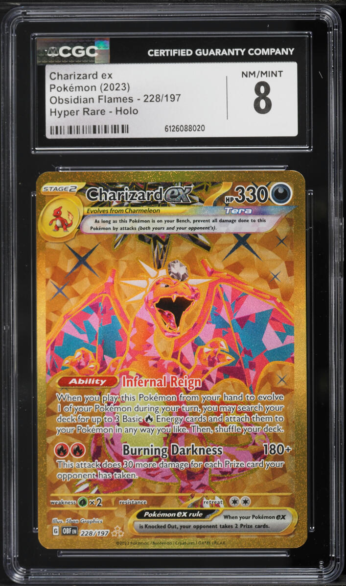 2023 Pokemon Scarlet & Violet Obsidian Flames Gold Rare Charizard ex #228 CGC 8 NM-MT