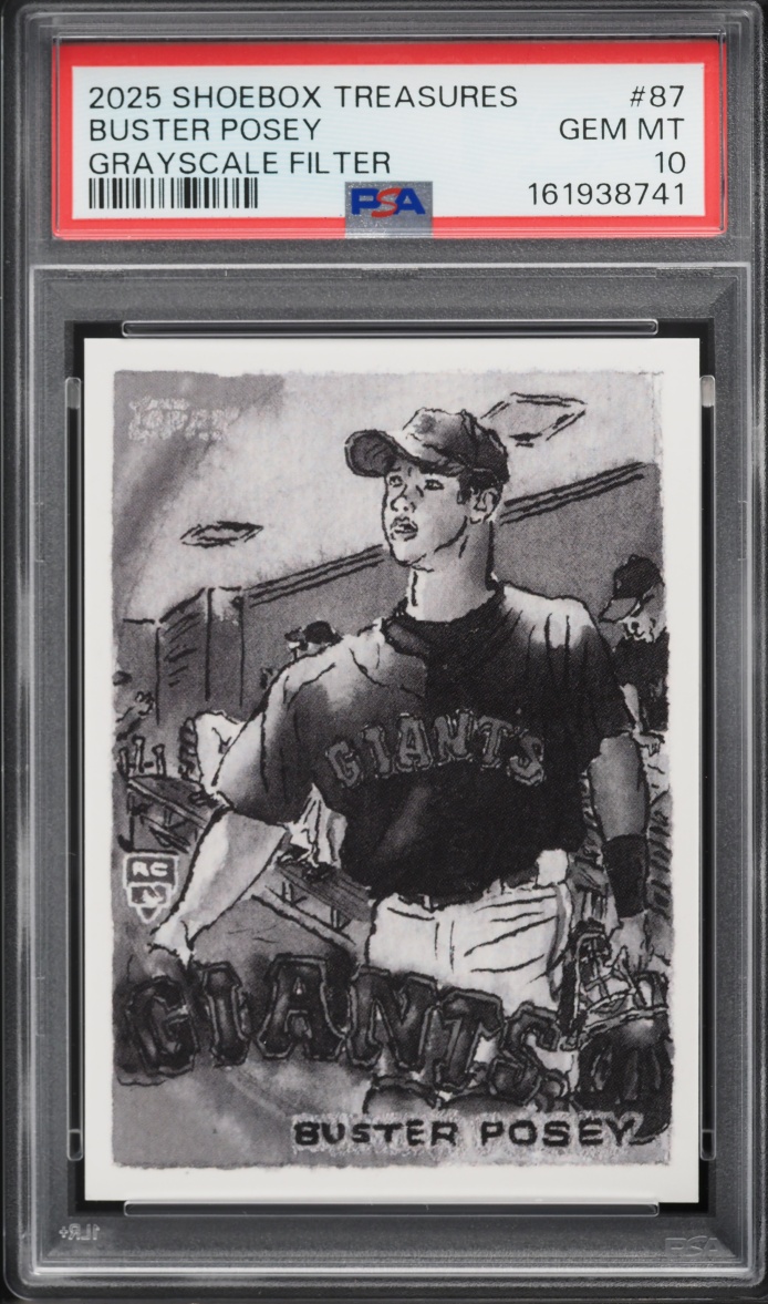 2025 Topps Shoebox Treasures Grayscale Filter Buster Posey /75 #87 PSA 10 GEM MINT