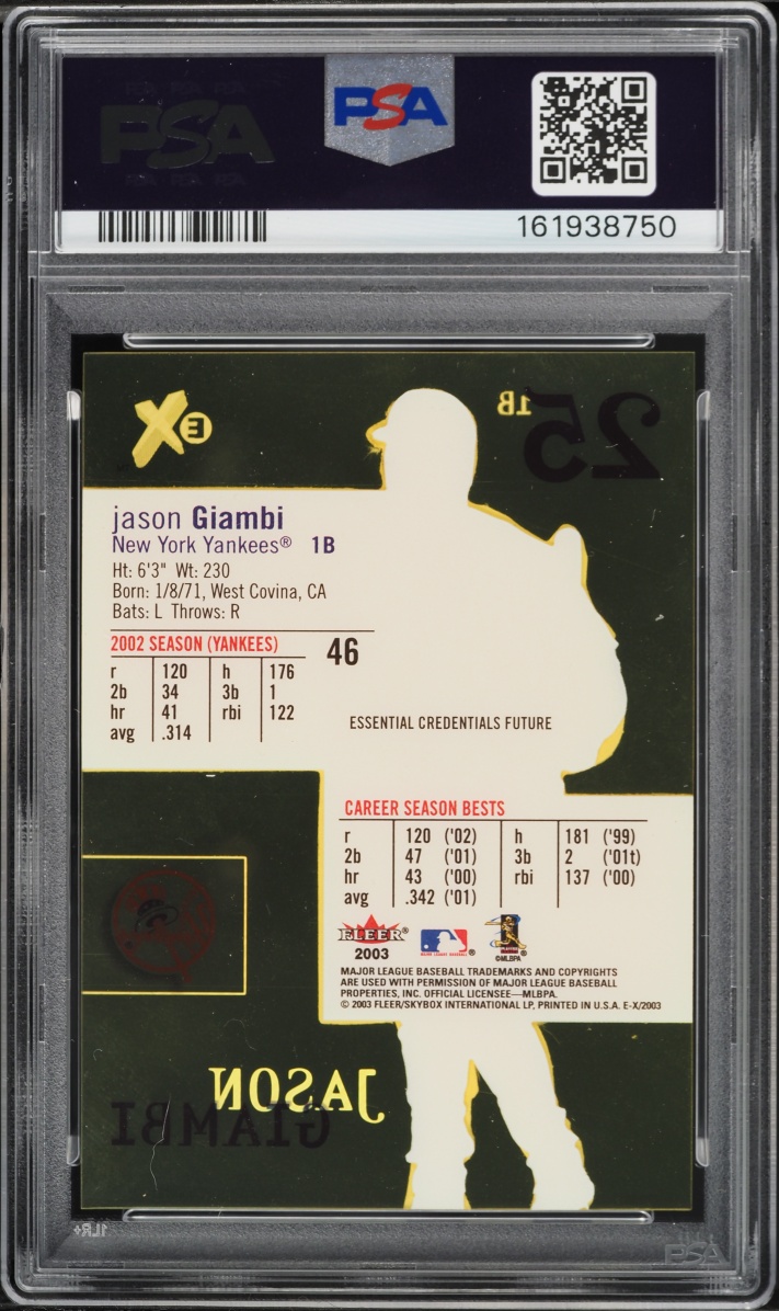 2003 Fleer E-X Essential Credentials Future Jason Giambi /57 #46 PSA 7 NRMT