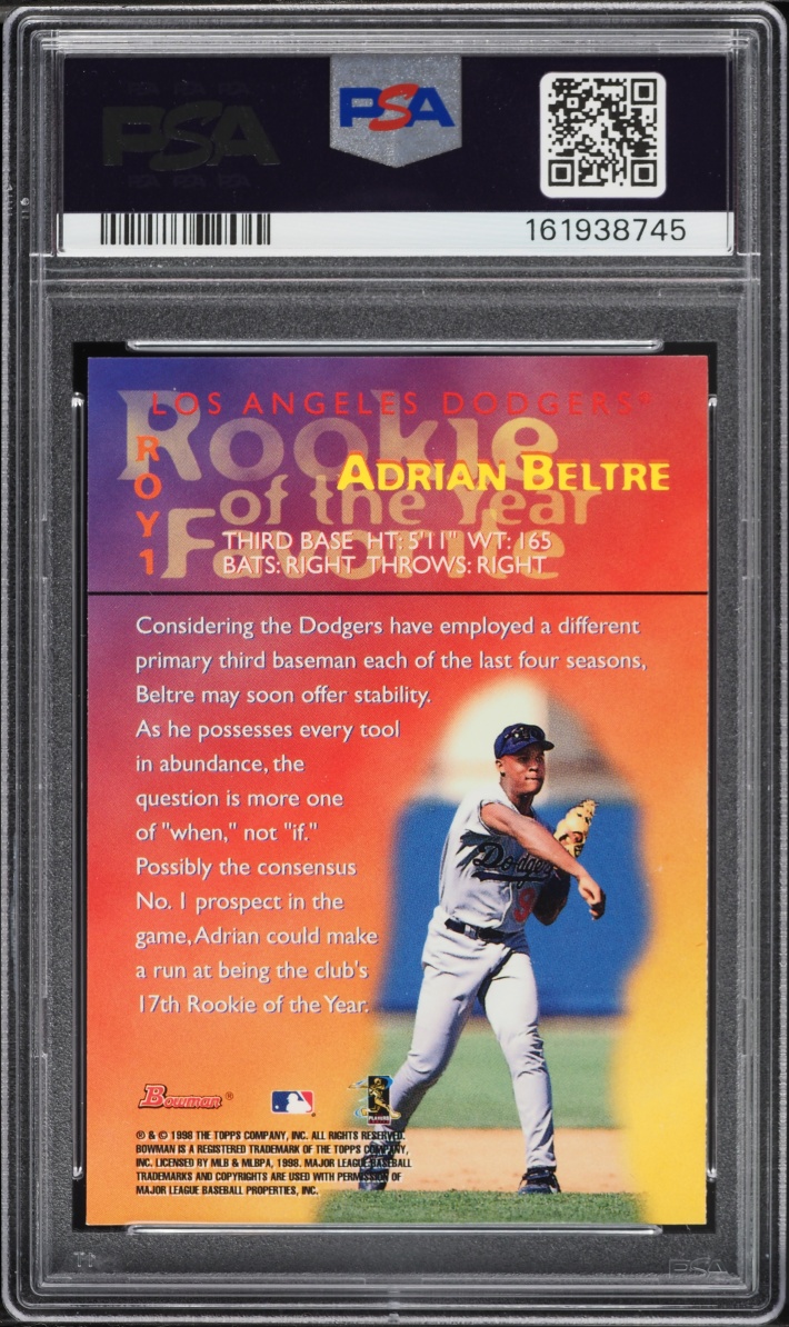 1998 Bowman R.O.Y. Favorites Adrian Beltre ROOKIE #ROY1 PSA 8 NM-MT