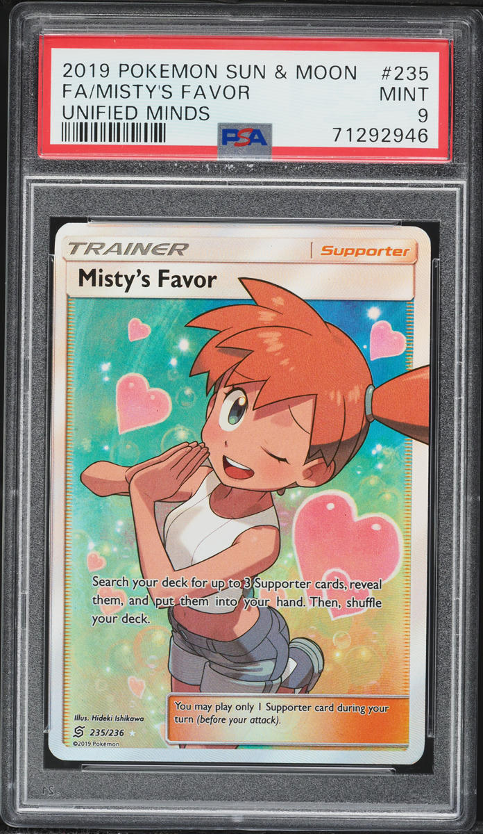 2019 Pokemon Sun & Moon Unified Minds Full Art Misty's Favor #235 PSA 9 MINT