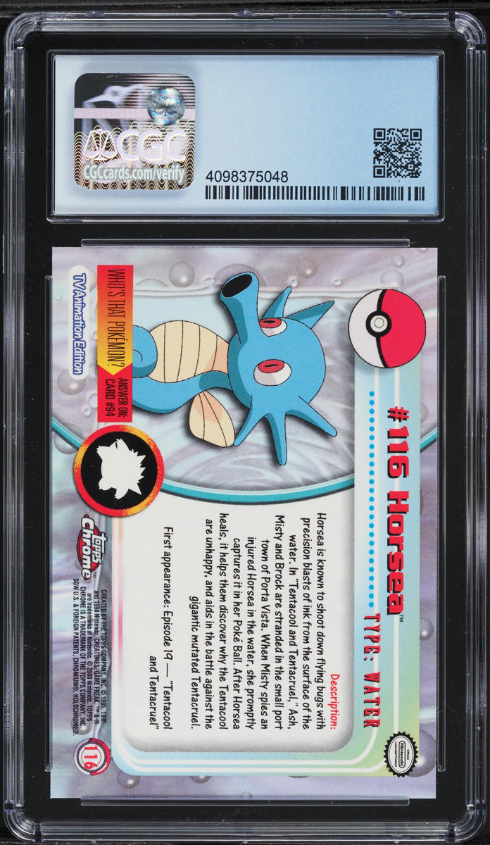 2000 Topps Chrome Pokemon Series 2 Chrome Horsea #116 CGC 10 PRISTINE